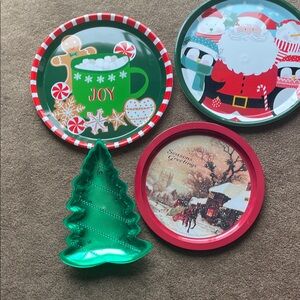 Festive Holiday Plate Set with Santa and Tree Design